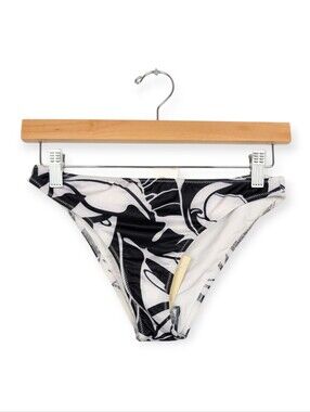 Ramy Brook Bikini Bottom M Black & White Isla Palm Print Swim Bottom NWT